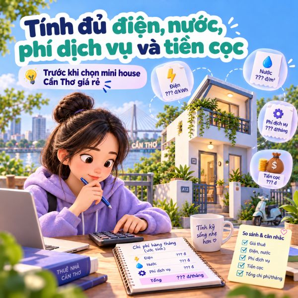 bóc tách chi phí thuê mini house Cần Thơ giá rẻ mỗi tháng
