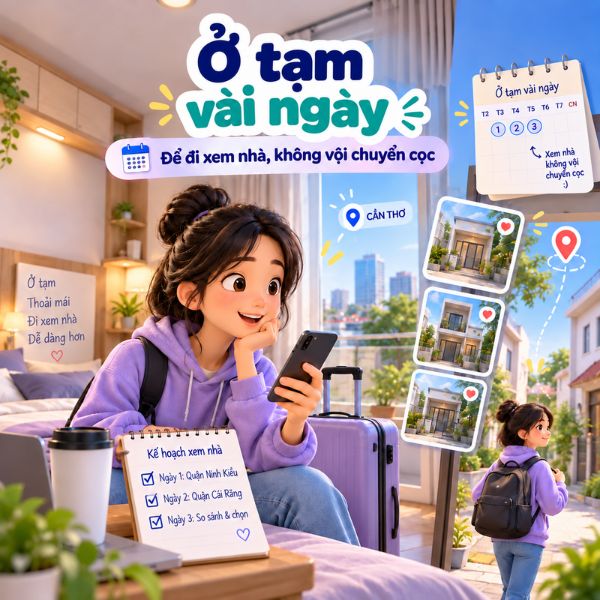 ở tạm homestay 365Home trong lúc tìm mini house Cần Thơ giá rẻ