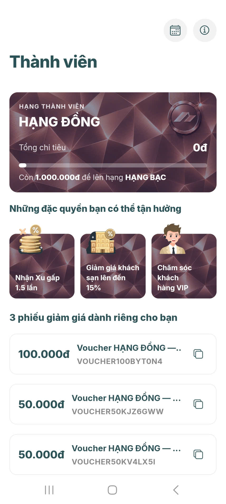 Tài khoản thành viên để nhận 200K voucher